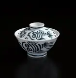 Keith Haring, Untitled (Pop Shop Tokyo, Rice Bowl), 1987, Unique ceramic bowl and lid painted in dark teal with glaze