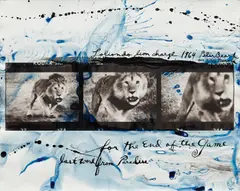 Lolindo Lion Charge by Peter Beard, 1964, Gelatin silver print with ink and paint, printed later, sold Apr 2016