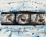 Peter Beard, Lolindo Lion Charge, 1964, Gelatin silver print with ink and paint, printed later