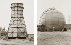 Selected images by Bernd and Hilla Becher, 1973-1974, Two gelatin silver prints from Industriebauten , printed 1975, sold Apr 2016