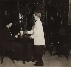 A young table boy in Newsome's ice cream parlor, Birmingham, Alabama, October by Lewis Hine, 1914, Gelatin silver print, offered Apr 2016
