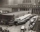 Greyhound Bus Terminal, 33rd and 34th Street Station, 7th and 8th Avenue, Manhattan by Berenice Abbott, 1936, Gelatin silver print, sold Apr 2016