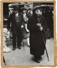 Lisette Model, Beggar, Paris, 1937, Gelatin silver print, mounted to newspaper