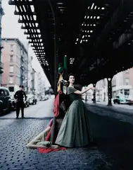 William Helburn, Dovima under the El (Dior Creates Cosmopolitan Drama), 1956, Archival pigment print, printed later