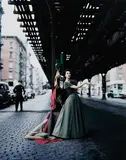 William Helburn, Dovima under the El (Dior Creates Cosmopolitan Drama), 1956, Archival pigment print, printed later