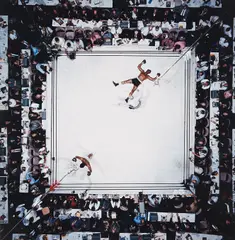 Neil Leifer, Aerial of Muhammad Ali victorious after his round two knockdown of Cleveland Williams during the 1966 World Heavyweight Title fight at the Astrodome, Houston, Texas, November 14, 1966, Chromogenic print, printed later