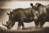Two Rhinos, Lewa by Nick Brandt, 2003, Archival pigment print, sold Oct 2016