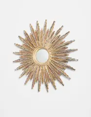 Line Vautrin, Rare "Roi Soleil" mirror, circa 1960, Talosel resin, colored mirrored glass, convex mirrored glass