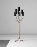 Jean Royere, "Persane" floor lamp, circa 1954, Painted metal, traces of gold leaf, fabric shades
