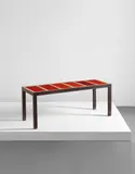 Rare coffee table by Georges Jouve, circa 1959, Glazed ceramic, painted steel, cement, sold Jun 2016