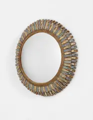 Large "Romain" mirror by Line Vautrin, circa 1960, Talosel resin, colored mirrored glass, convex mirrored glass, sold Jun 2016