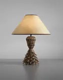 Rare table lamp by Line Vautrin, circa 1962, Talosel resin, mirrored glass, brass, paper shade, sold Jun 2016