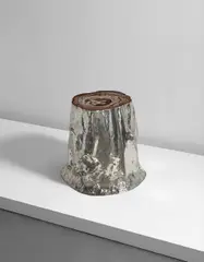 Occasional table by Jean-Pierre Hagnauer, 1970s, Silver-plated brass, petrified wood, sold Jun 2016