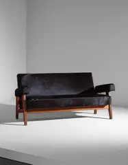 Le Corbusier and Pierre Jeanneret, Sofa, model no. LC/PJ-SI-42-B, designed for the High Court and Assembly, Chandigarh, 1955-1956, Teak, hide