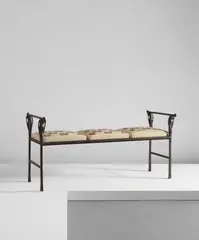 "Banc aux Accoudoirs" by Ingrid Donat, 2008, Patinated bronze, fabric, sold Jun 2016
