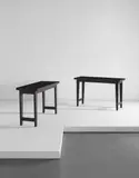 Pair of console tables, model no. PJ-TA-08-A, designed for the administrative buildings, Chandigarh by Pierre Jeanneret, circa 1955, Painted teak, sold Jun 2016