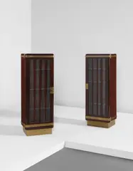 Adolf Loos, Pair of cabinets, circa 1900, Mahogany, brass, beveled glass