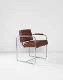William Lescaze, Armchair, from the millinery department of the Hattie Carnegie Salon, circa 1931, Chromium-plated tubular steel, leather