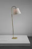 Idman, Floor lamp, model no. 62043, 1950s, Brass, leather, linen shade