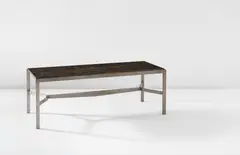 Important writing table by Marc Du Plantier, circa 1960, Painted wood with gold leaf and resin, patinated iron, offered Jun 2016