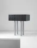 Shiro Kuramata, "Solaris" chest of drawers, designed 1977, executed after 1985, Ebonized oak, painted steel, painted metal
