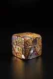 Kazaribako (ornamented box), "Red and White Plum Blossoms" by Kyohei Fujita, circa 1995, Blown glass with gold and silver leaf, silver-plated metal, sold Jun 2016