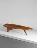 "Slab" coffee table by George Nakashima, 1958, American black walnut, one East Indian rosewood butterfly key, sold Jun 2016