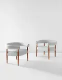 Pair of “Ring” armchairs, model no. 114 by Nanna Ditzel and Jørgen Ditzel, designed 1958, Teak, fabric, sold Jun 2016