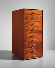 George Nelson, Miniature chest, model no. 5217, circa 1955, Rosewood, enameled steel