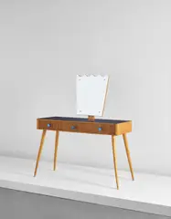 Dressing table by Gio Ponti, circa 1938, Maple, mirrored glass, colored mirrored glass, brass, sold Jun 2016
