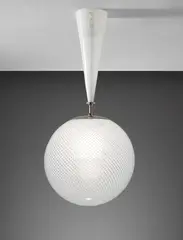 Ceiling light, model no. 5417 by Carlo Scarpa, circa 1950, Filigrana glass, chromium-plated metal, sold Jun 2016