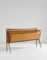 Sideboard by Osvaldo Borsani, circa 1951, Walnut, walnut-veneered wood, brass, glass, sold Jun 2016