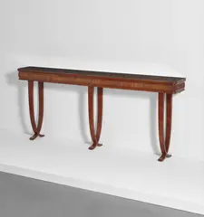 Console table from Casa Marzoli, Milan by Paolo Buffa, 1940s, Walnut, mahogany-veneered wood, sold Jun 2016