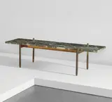 Bench designed for Casa Matteo Longoni by Gio Ponti, 1950s, Brass, green marble, sold Jun 2016