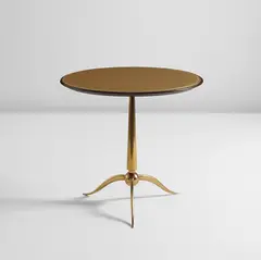 Occasional table by Osvaldo Borsani, 1950s, Brass, reverse-painted glass, walnut, sold Dec 2016