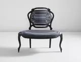 Sebastian Brajkovic, "Lathe II" chair, circa 2006, Bronze, embroidered fabric