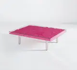 Yves Klein, "Table rose", designed 1961, Acrylic, glass, rose pigment, chromium-plated metal
