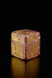 Kazaribako (ornamented box) by Kyohei Fujita, circa 1995, Blown glass with gold leaf, silver-plated metal, sold Dec 2016