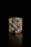 Kazaribako (ornamented box), "Red and White Plum Blossoms" by Kyohei Fujita, circa 1995, Blown glass with gold and silver leaf, silver-plated metal, sold Dec 2016