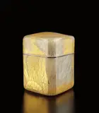 Kazaribako (ornamented box) by Kyohei Fujita, circa 1995, Blown glass with gold and silver leaf, silver-plated metal, sold Dec 2016