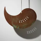 Harry Bertoia, Suspended gong, circa 1977, Pierced and patinated silicone bronze