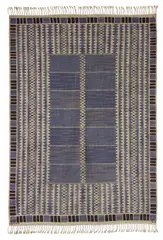 Barbro Nilsson, "Salerno blå" rug, designed 1948, woven 1952, Handwoven wool on a linen warp