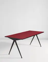 "Compas" cafeteria table, model no. 512 by Jean Prouvé, circa 1953, Painted steel, laminate-covered wood, sold Dec 2016
