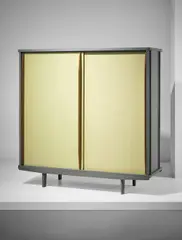 Armoire, model no. 101 by Jean Prouvé, designed 1956, Oak, painted bent sheet steel, steel, sold Dec 2016