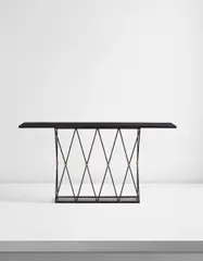 Jean Royere, "Tour Eiffel" console table, circa 1949, Painted steel, black marble, brass