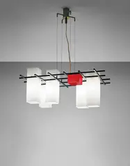 Ceiling light by Angelo Lelii, 1950s, Painted metal, bronze, frosted glass, sold Dec 2016