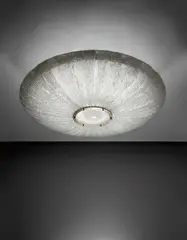 Venini, Large ceiling light, circa 1940, Cordonato glass, brass, painted steel