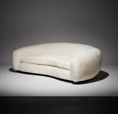 Jean Royere, "Ours Polaire" sofa, 1950s, Fabric, painted oak