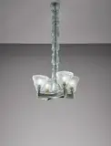 Rare ceiling light, model no. 5283 by Carlo Scarpa, circa 1936, Corroso glass with decorations in relief and iridized surface, steel, brass, sold Dec 2016
