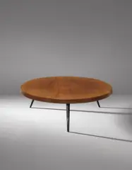 Rare low table by Charlotte Perriand, circa 1956, Mahogany, painted steel, sold Dec 2016